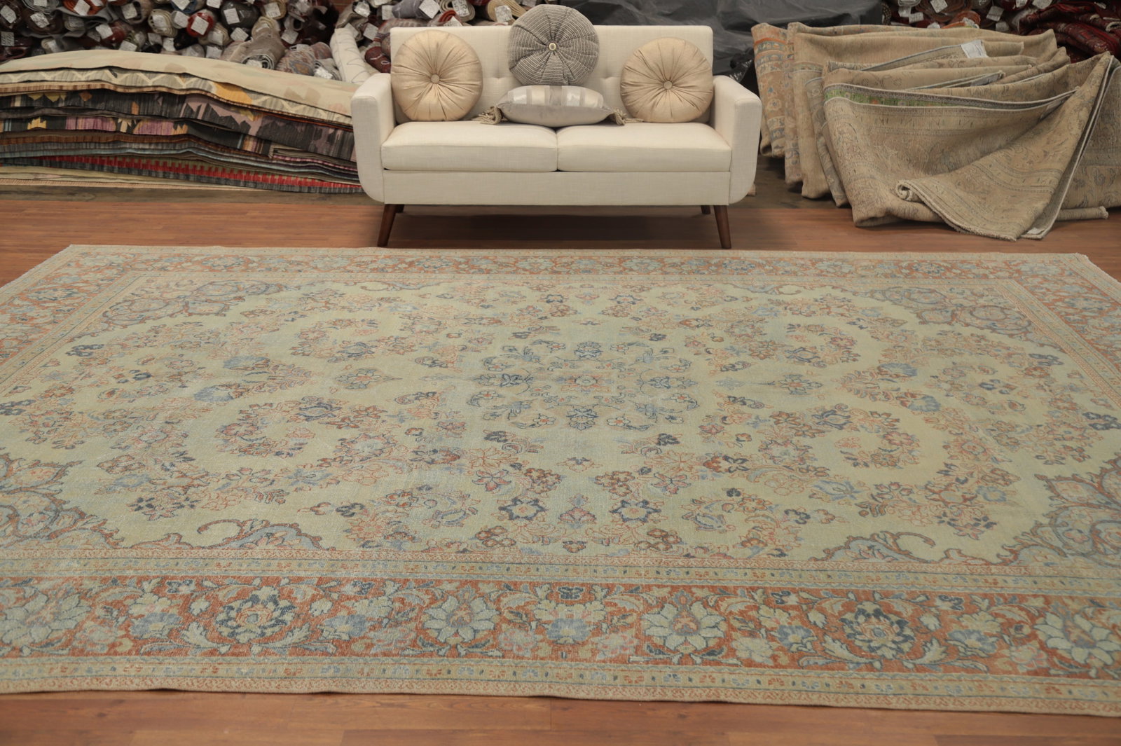 Antique Vegetable Dye Mahal Persian Area Rug 10x13 - 3