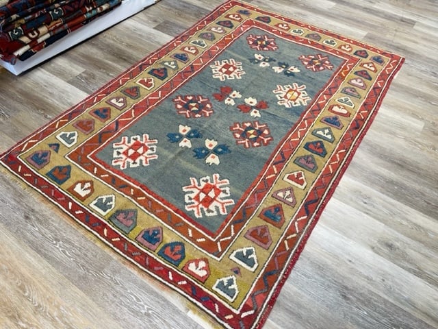 Antique Turkish Konia Rug-2231: Title:Antique Turkish Konia Rug-2231 Description:Beautiful antique Turkish Konia rug from cental Turkey, size 4 ft. 6 inches by 7 ft, circa 1940, excellent condition with a good pile throughout, compl