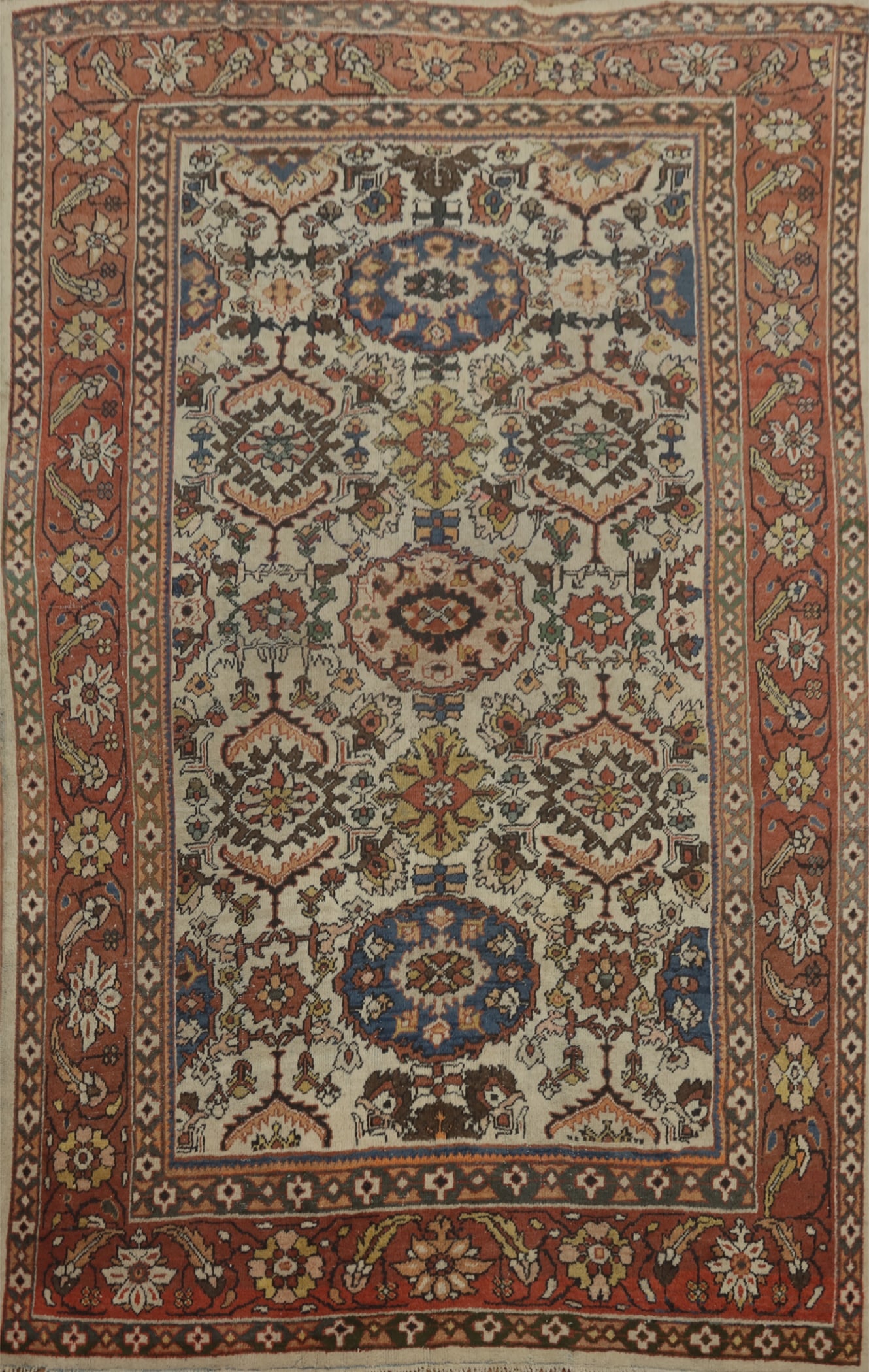 Pre-1900 Antique Mahal Vegetable Dye Persian Rug 9x12 (1 of 16)