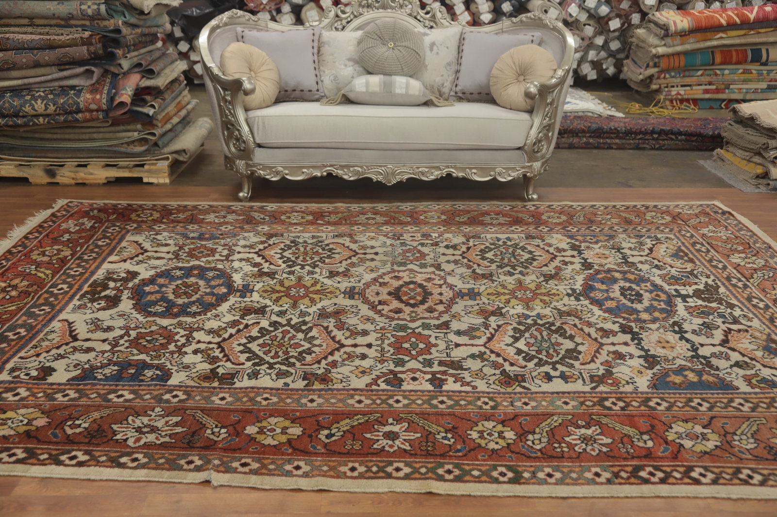 Pre-1900 Antique Mahal Vegetable Dye Persian Rug 9x12 - 3