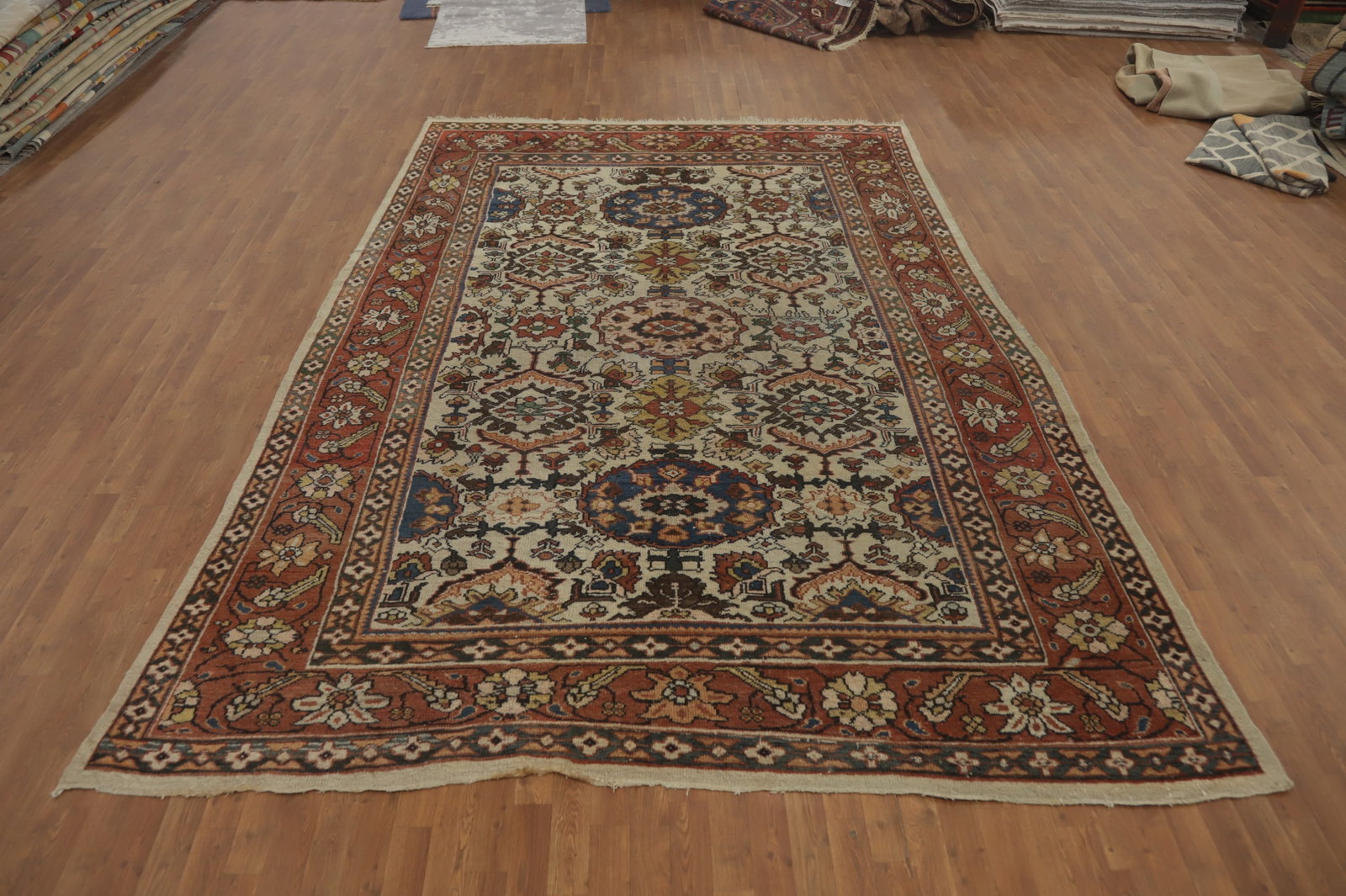 Pre-1900 Antique Mahal Vegetable Dye Persian Rug 9x12 - 4
