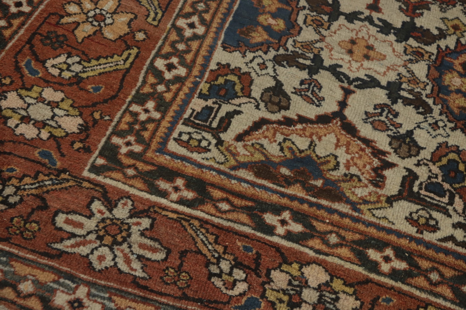 Pre-1900 Antique Mahal Vegetable Dye Persian Rug 9x12 - 7