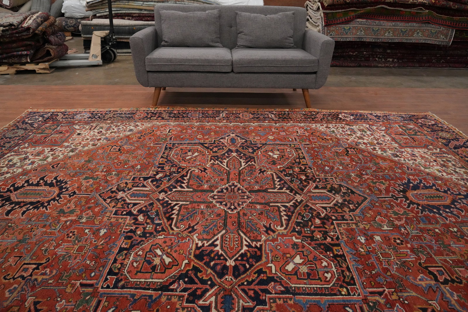 Antique Vegetable Dye Heriz Persian Area Rug 9x12 - 3