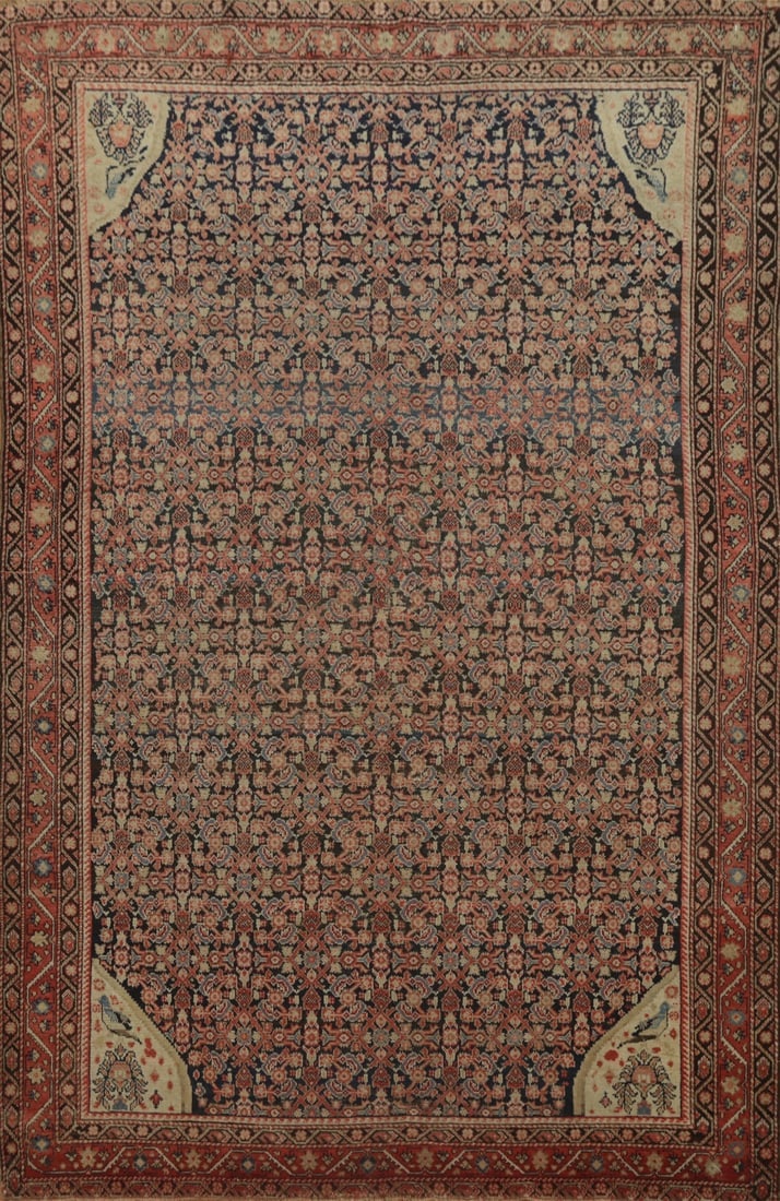 Pre-1900 Antique Vegetable Dye Malayer Persian Rug 4x6: Title: Pre-1900 Antique Vegetable Dye Malayer Persian Rug 4x6 Description:A Beautiful Genuine Iran ( Persia ) Malayer rug is Hand Knotted by skillful weavers in Iran ( Persia ) with