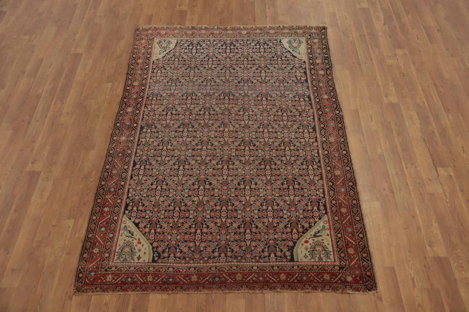 Pre-1900 Antique Vegetable Dye Malayer Persian Rug 4x6 - 2