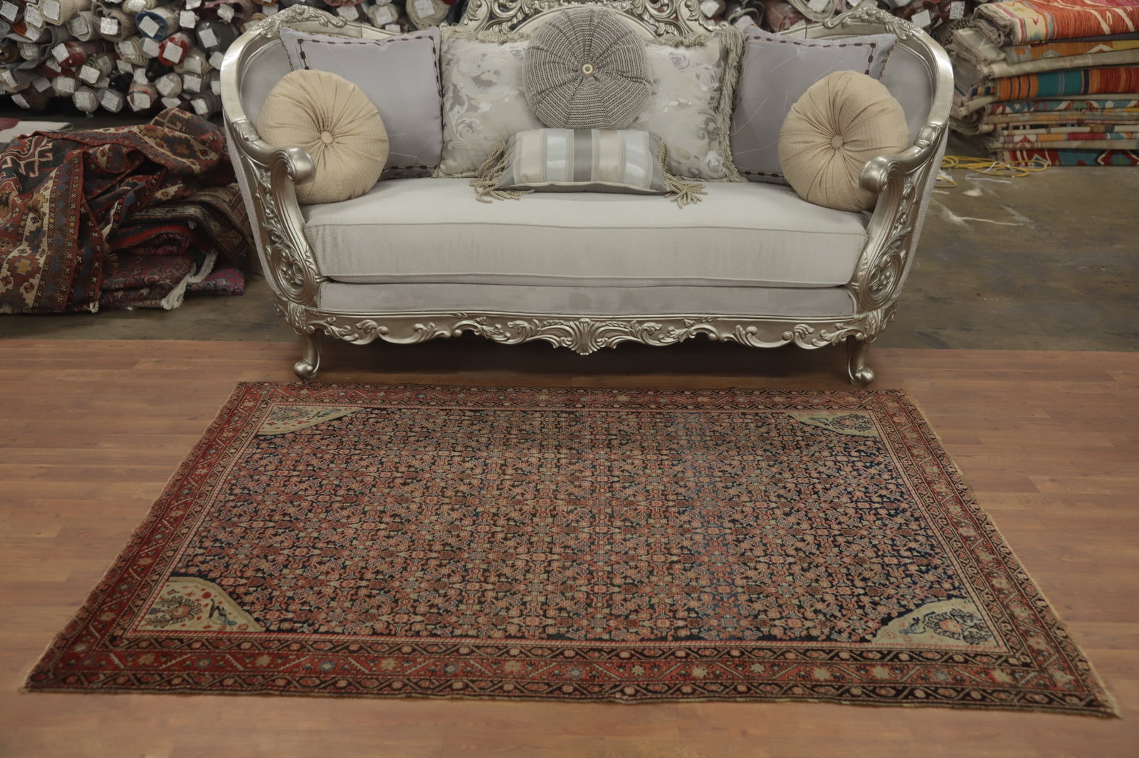 Pre-1900 Antique Vegetable Dye Malayer Persian Rug 4x6 - 3