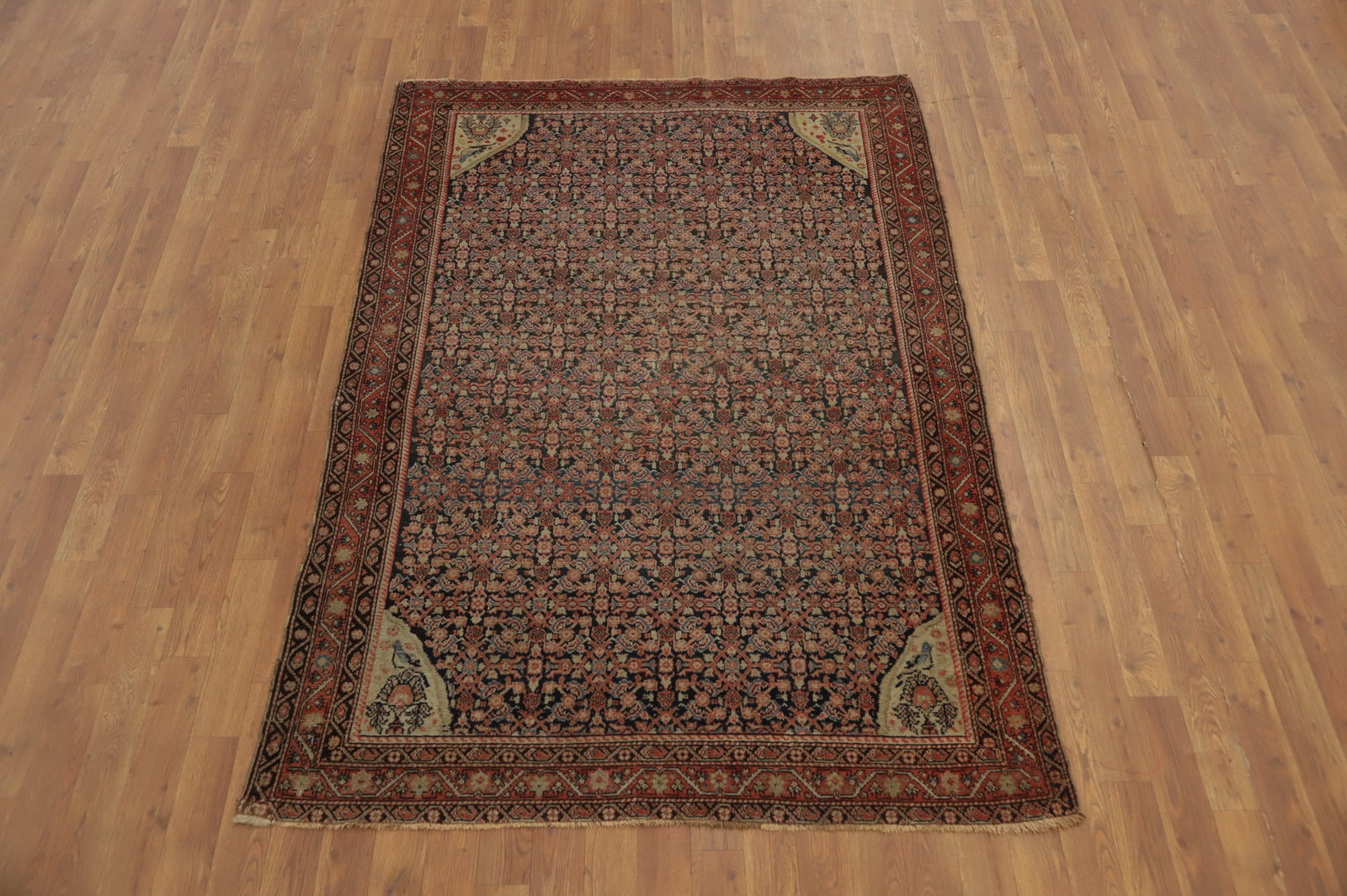 Pre-1900 Antique Vegetable Dye Malayer Persian Rug 4x6 - 4