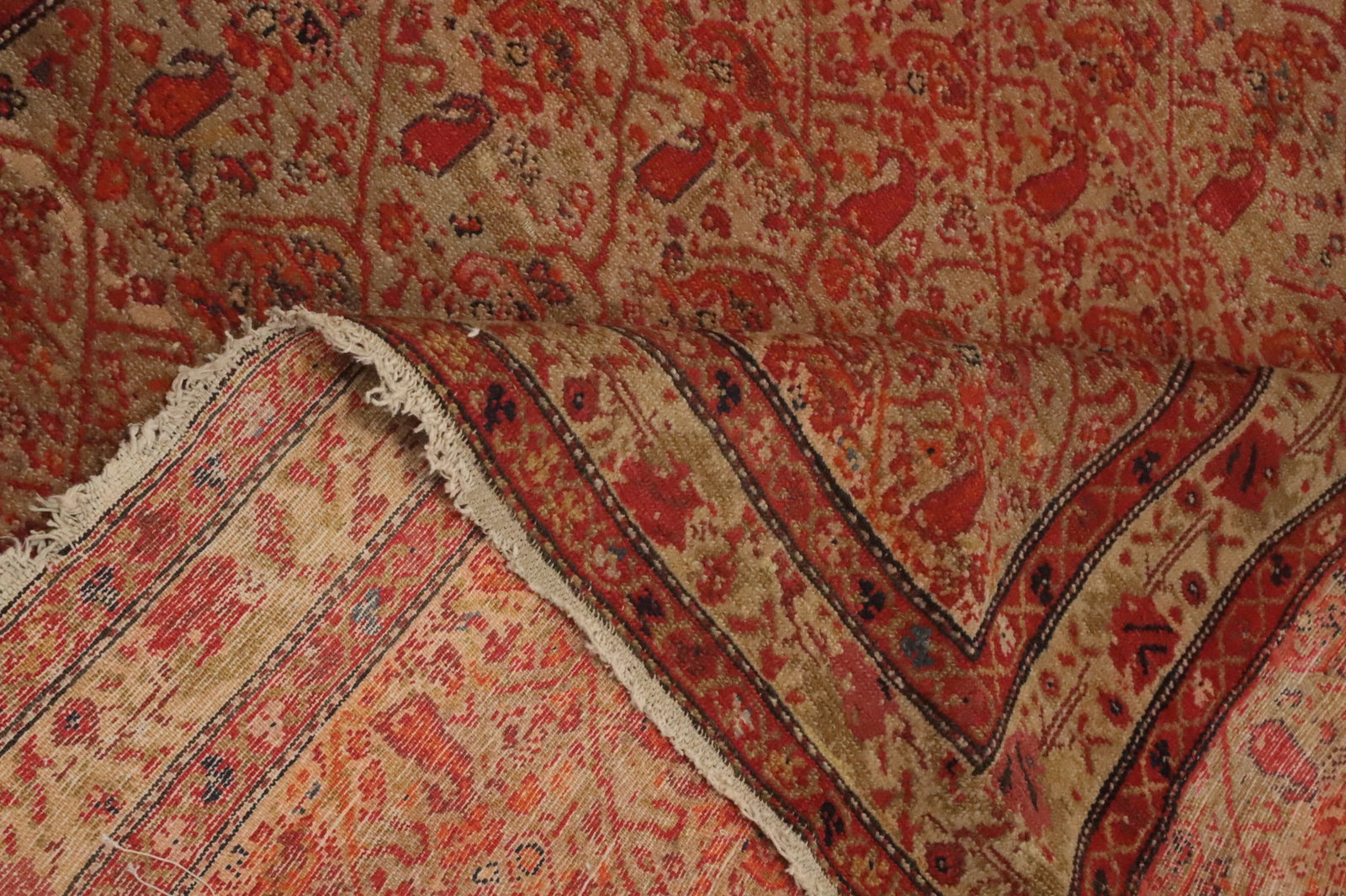 Pre-1900 Antique Sarouk Farahan Vegetable Dye Persian Rug 4x6 - 12