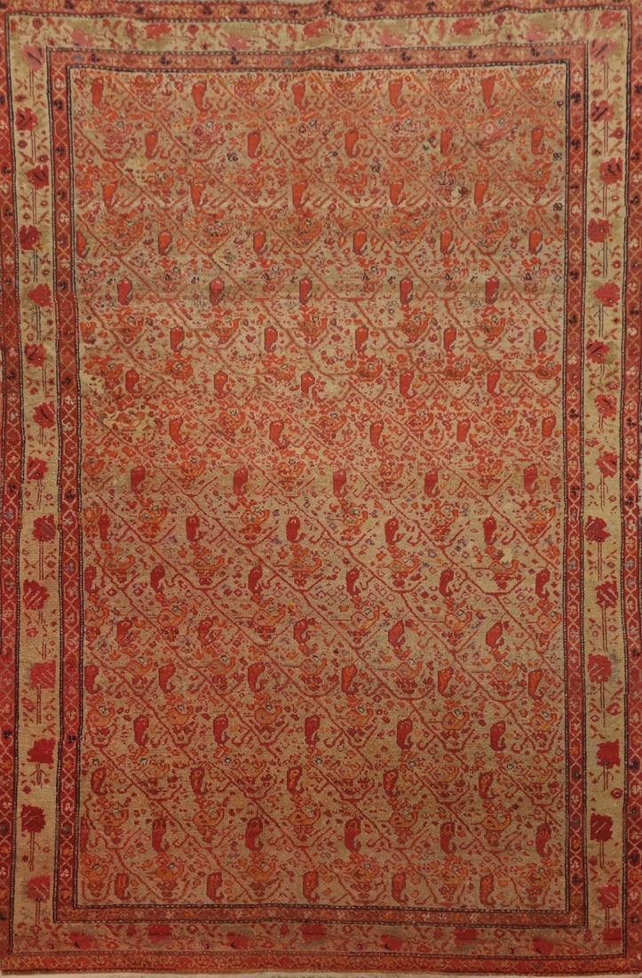 Pre-1900 Antique Sarouk Farahan Vegetable Dye Persian Rug 4x6 (1 of 14)
