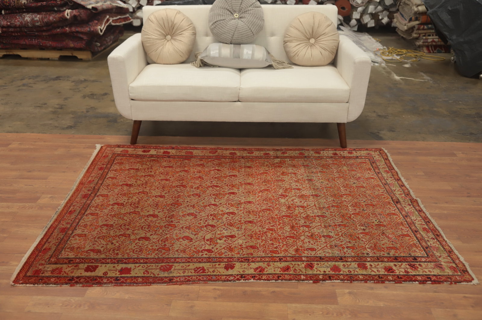 Pre-1900 Antique Sarouk Farahan Vegetable Dye Persian Rug 4x6 - 3