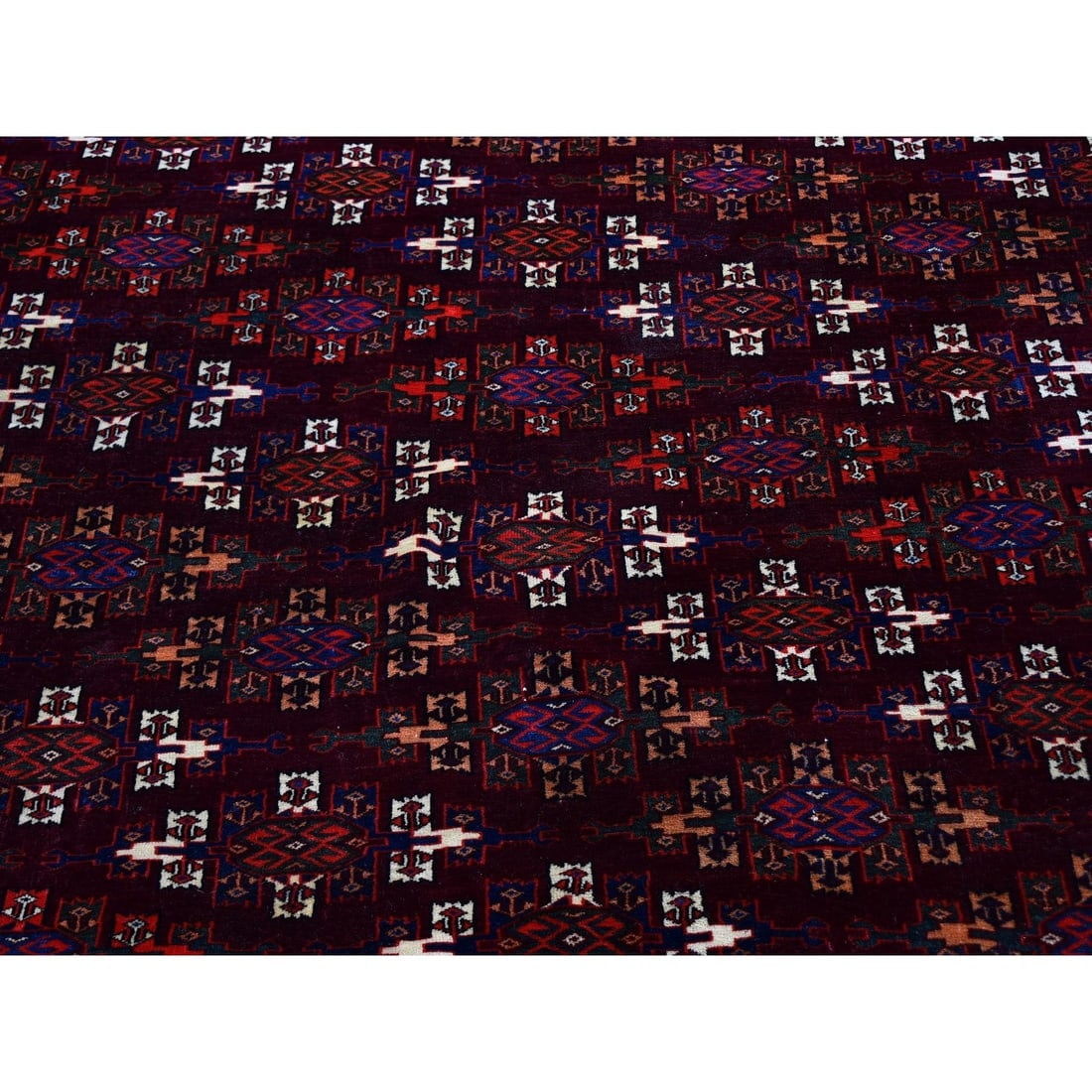 Red Vintage Turkoman Yomut Bokara Main Rug 300 KPSI Soft Wool Rug - 5