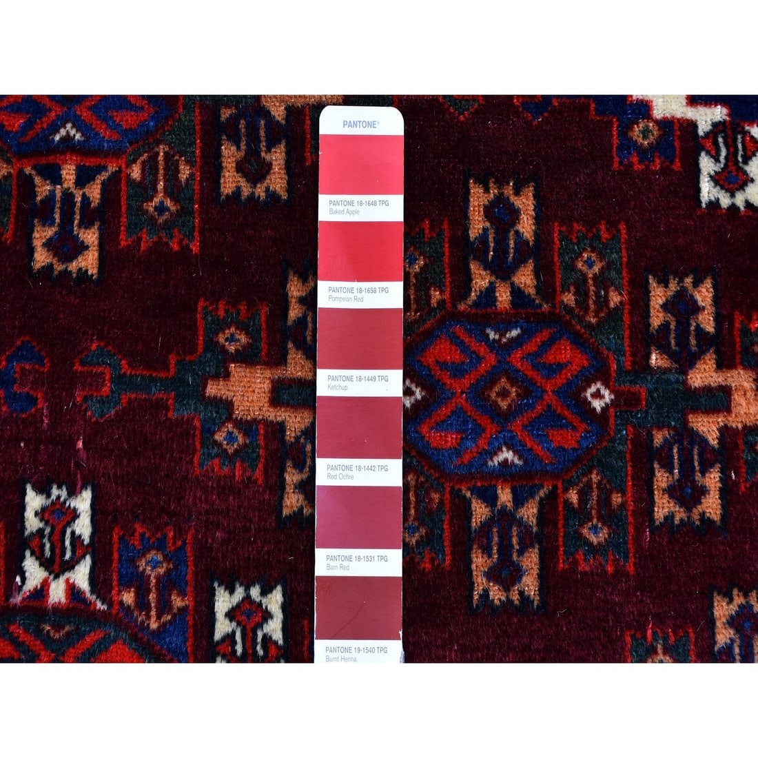 Red Vintage Turkoman Yomut Bokara Main Rug 300 KPSI Soft Wool Rug - 8