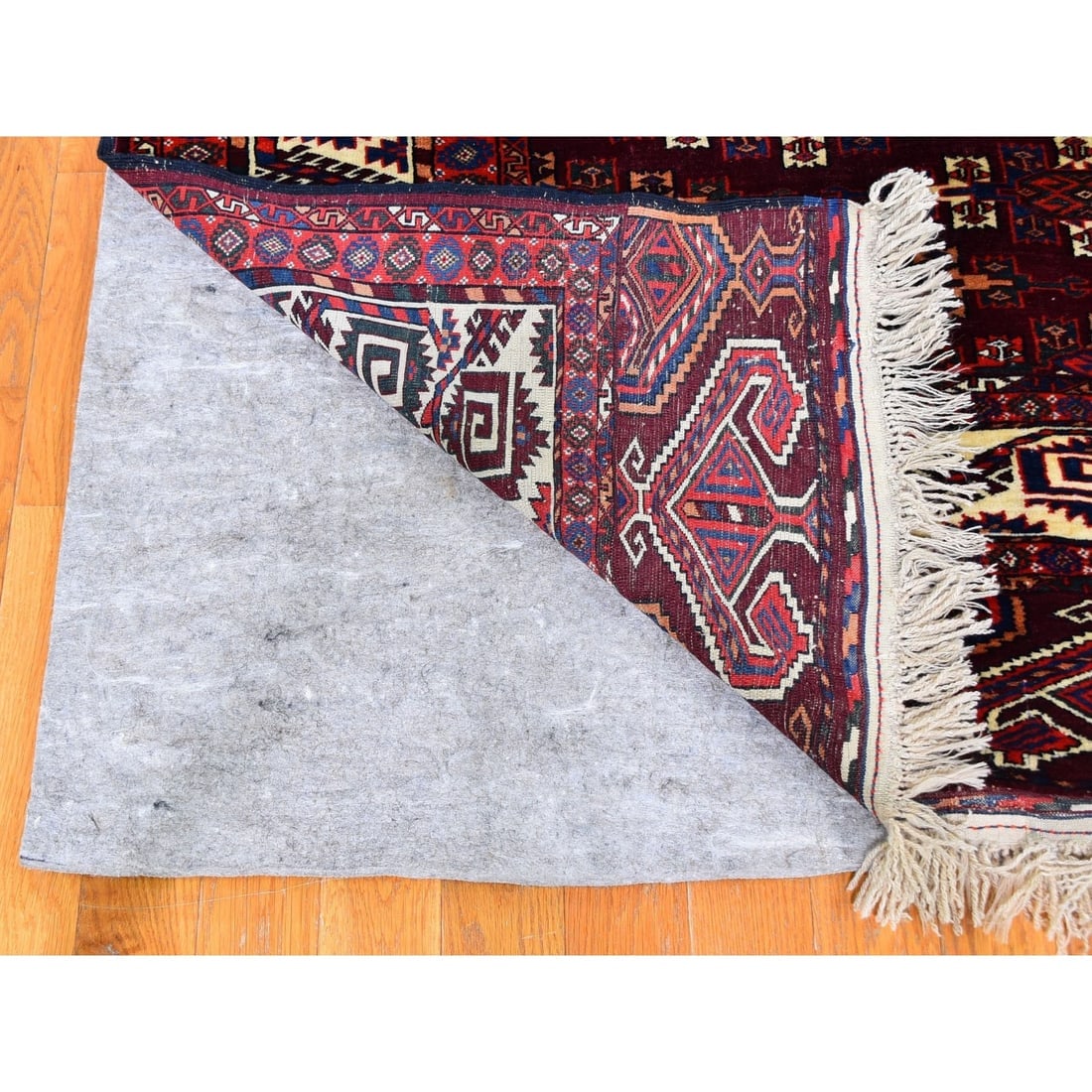 Red Vintage Turkoman Yomut Bokara Main Rug 300 KPSI Soft Wool Rug - 9
