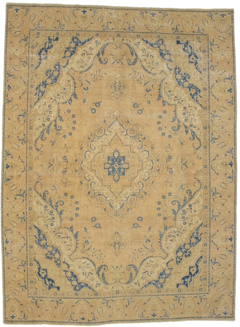 Antique Traditional Muted Beige 9X12 Tabriz Persian Rug (1 of 9)