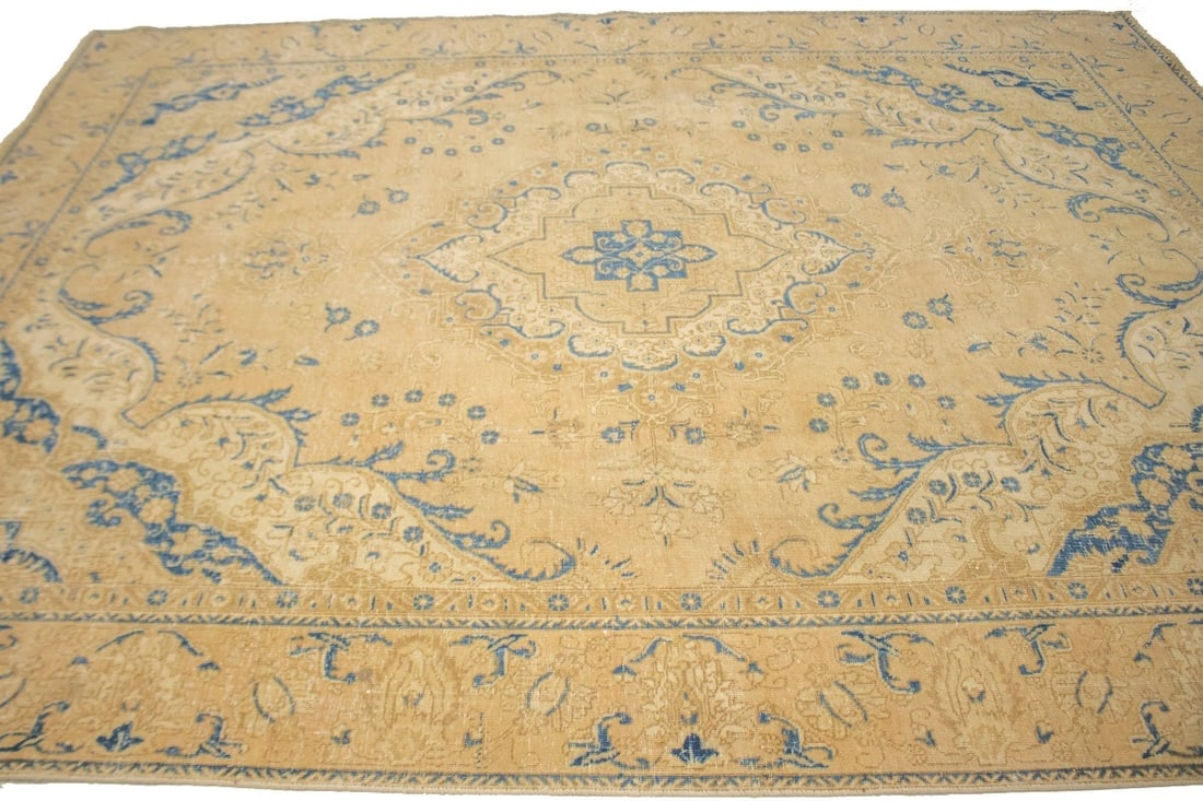 Antique Traditional Muted Beige 9X12 Tabriz Persian Rug - 6