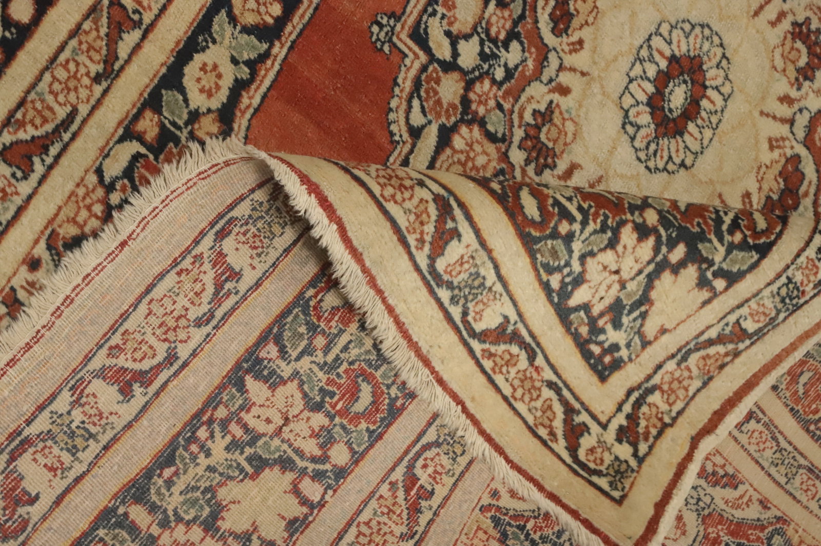 Antique Vegetable Dye Tabriz Haj Jalili Persian Rug 4x6 - 17