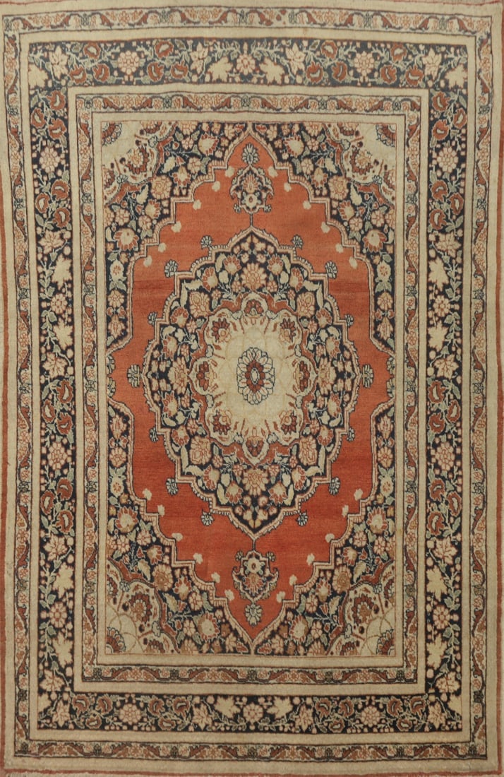 Antique Vegetable Dye Tabriz Haj Jalili Persian Rug 4x6: Title: Antique Vegetable Dye Tabriz Haj Jalili Persian Rug 4x6 Description:A Beautiful Genuine Iran ( Persia ) Tabriz (Haj Jalili) rug is Hand Knotted by skillful weavers in Iran ( Persia