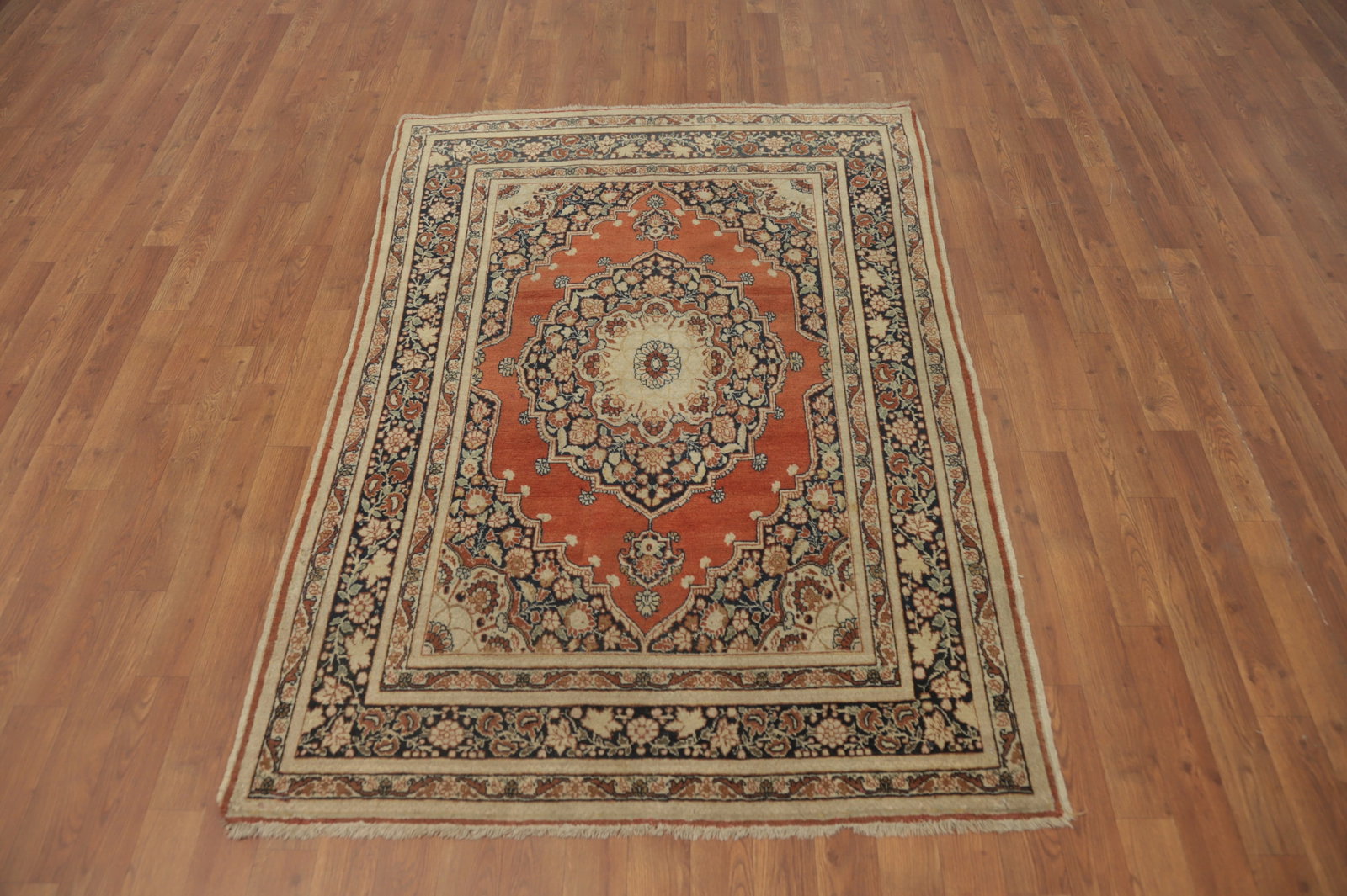 Antique Vegetable Dye Tabriz Haj Jalili Persian Rug 4x6 - 2