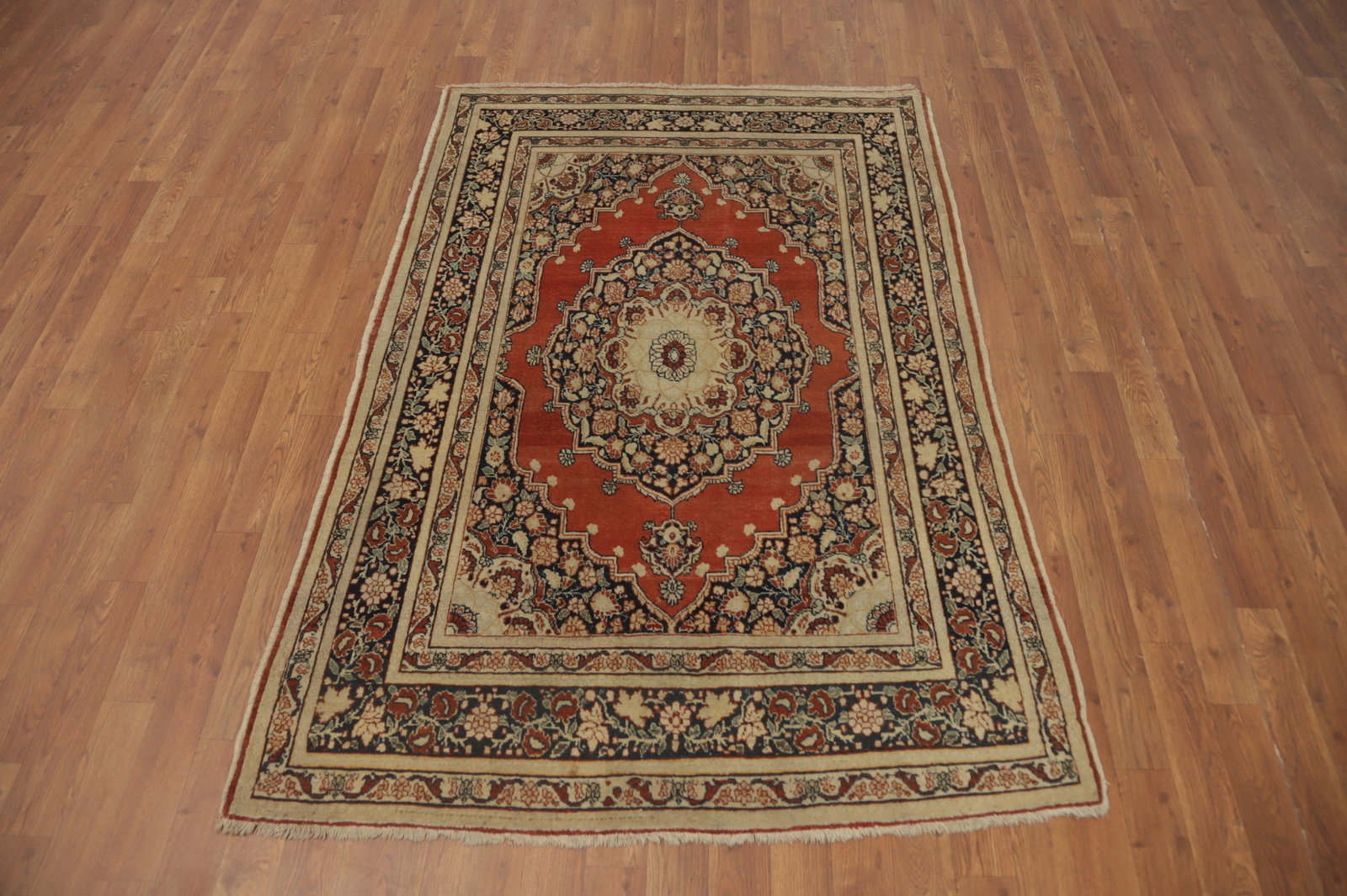 Antique Vegetable Dye Tabriz Haj Jalili Persian Rug 4x6 - 4