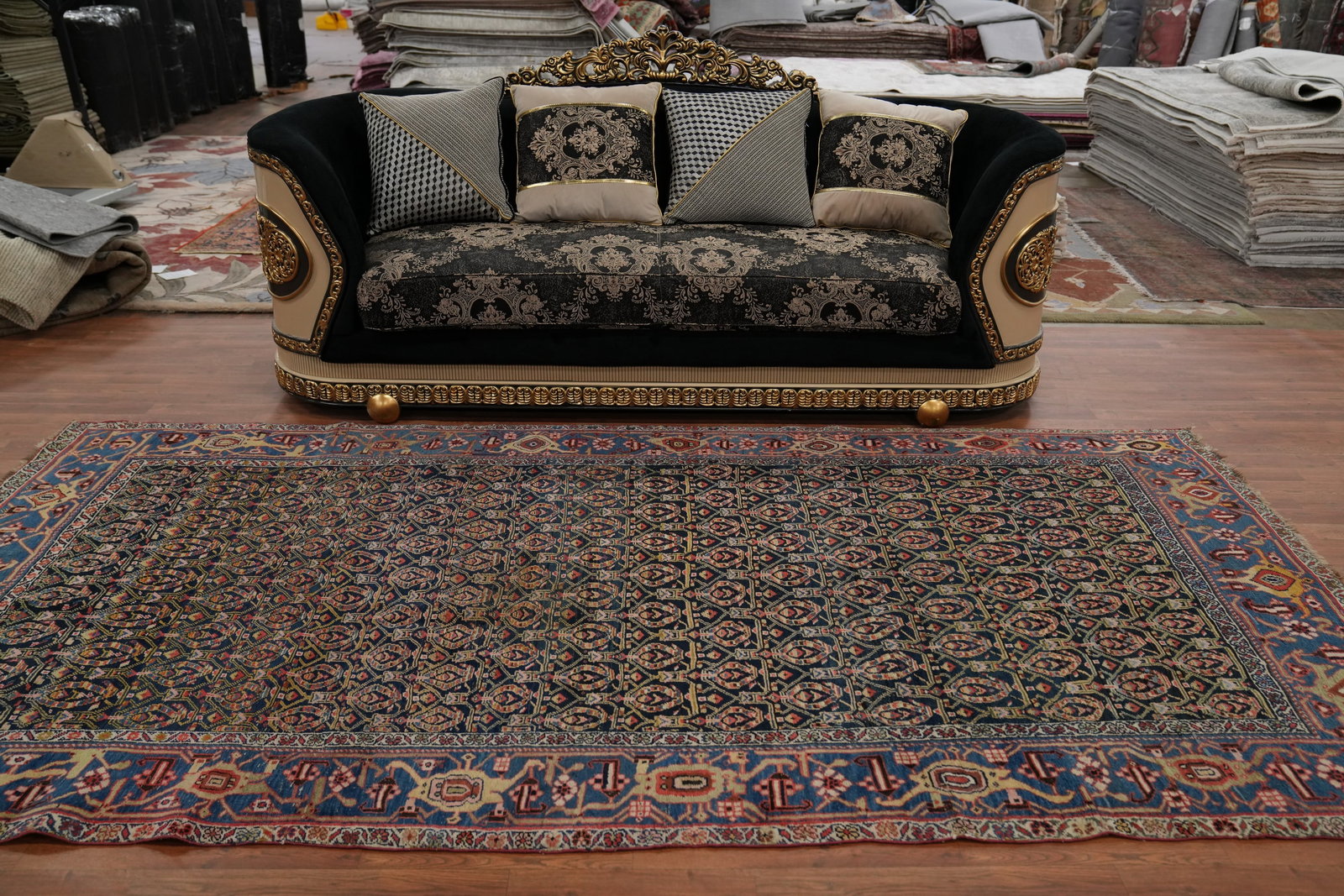 Antique Vegetable Dye Bidjar Halvaei Persian Area Rug 6x11 - 3