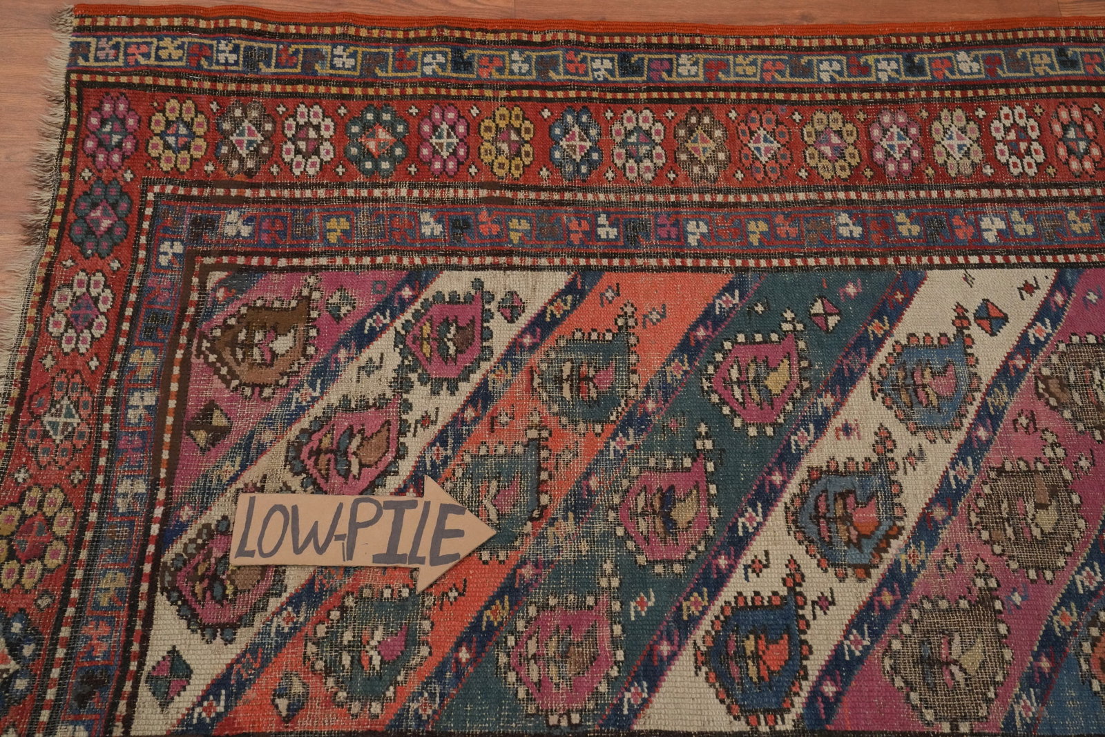 Pre-1900 Antique Kazak Vegetable Dye Wool Rug 4x8 - 12