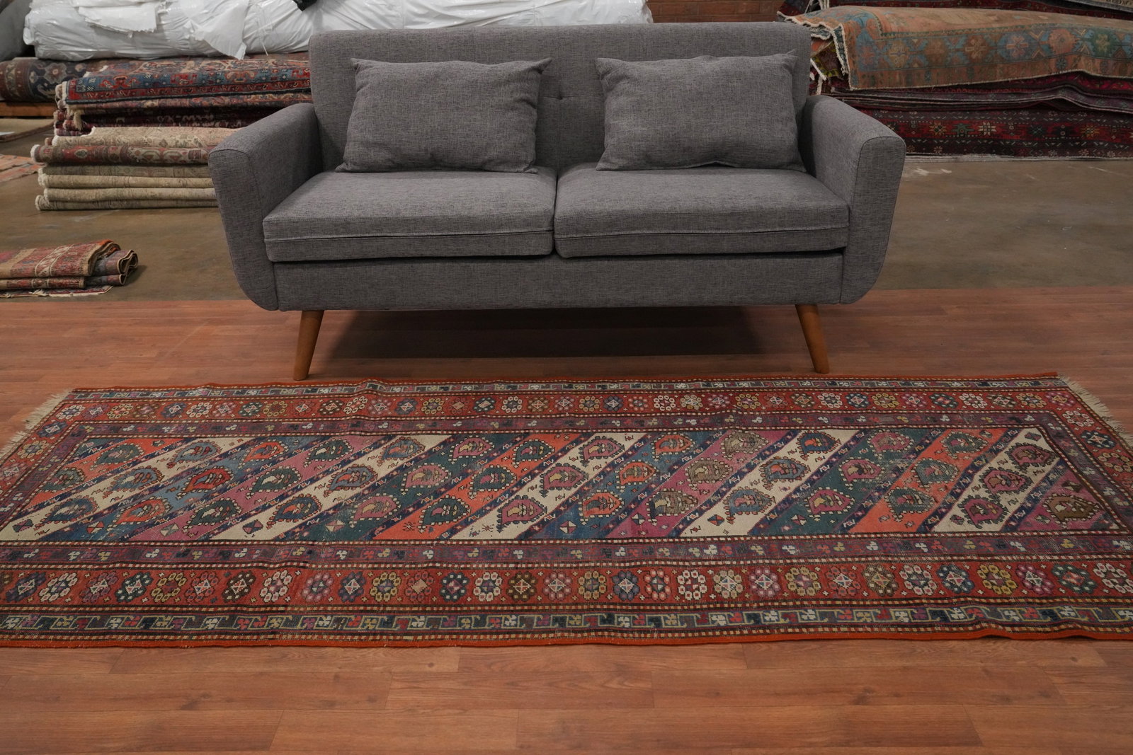 Pre-1900 Antique Kazak Vegetable Dye Wool Rug 4x8 - 3