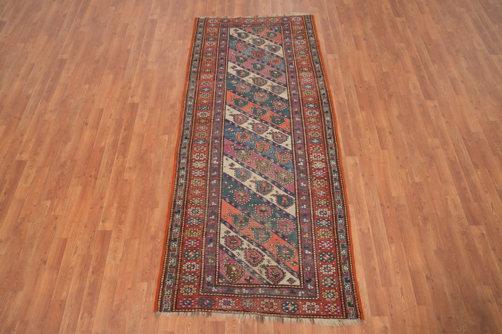 Pre-1900 Antique Kazak Vegetable Dye Wool Rug 4x8 - 4