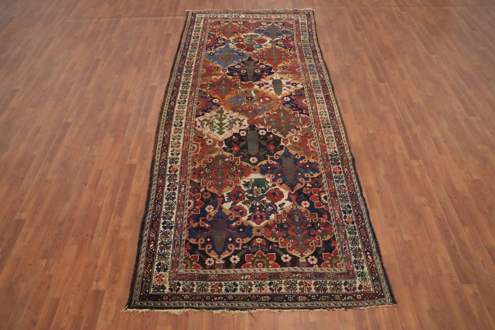 Pre-1900 Antique Bakhtiari Shalamzar Vegetable Dye Persian Rug 5x12 - 2