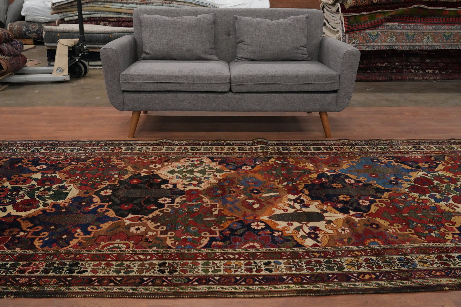 Pre-1900 Antique Bakhtiari Shalamzar Vegetable Dye Persian Rug 5x12 - 3