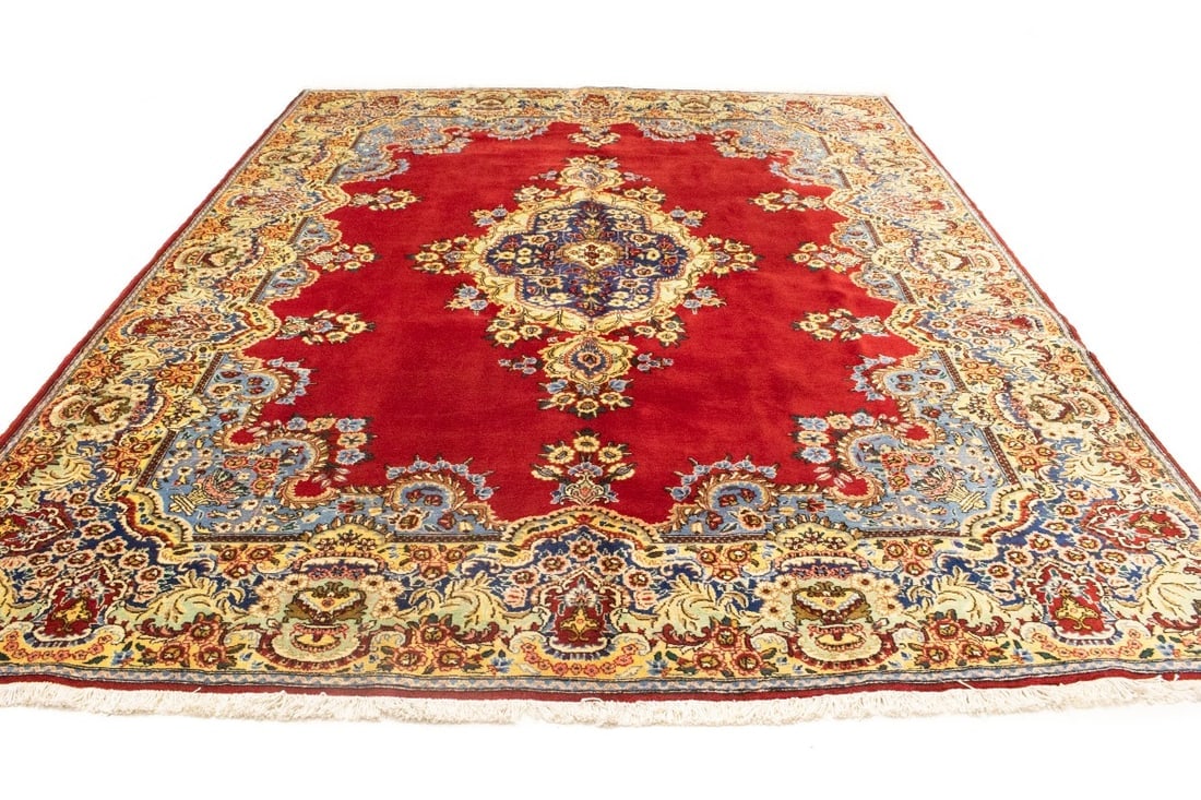 Vintage Floral Classic Red 10X13 Tabriz Persian Rug - 7