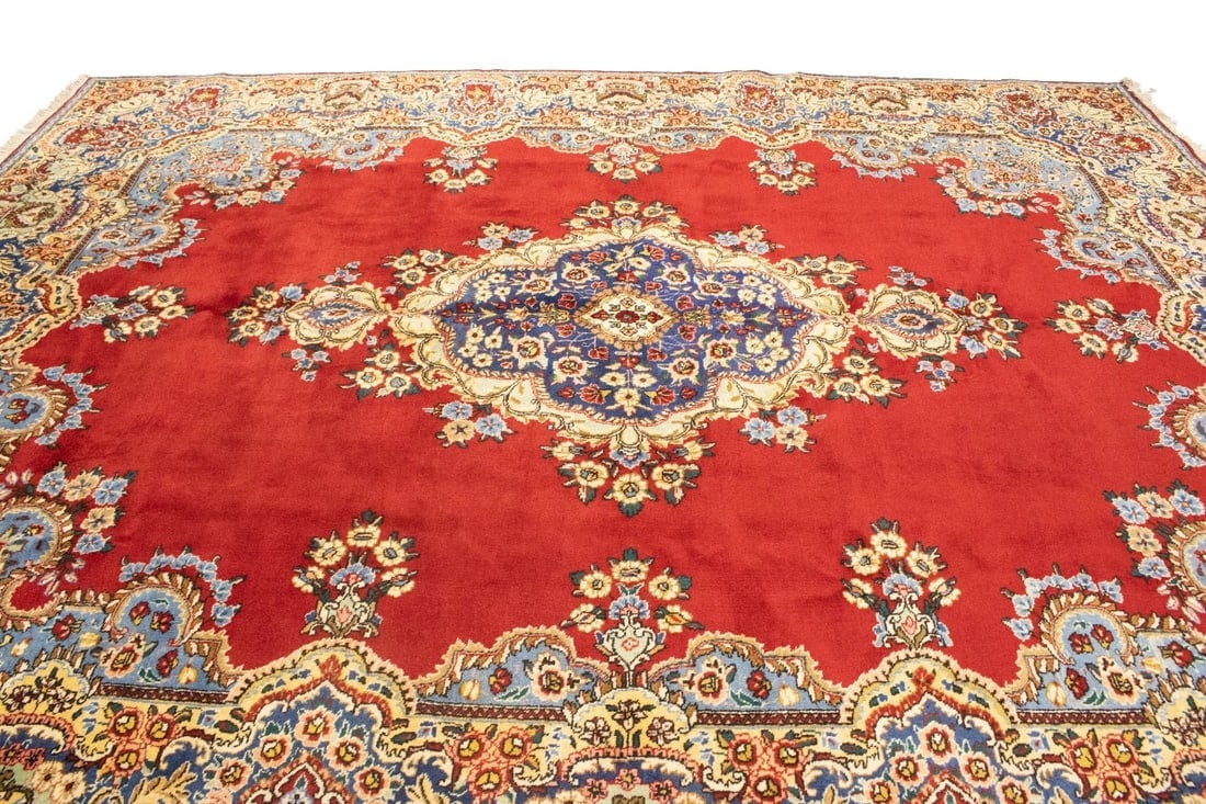 Vintage Floral Classic Red 10X13 Tabriz Persian Rug - 8