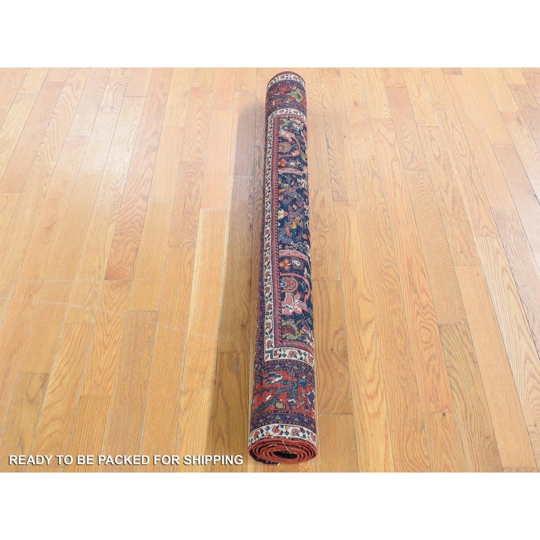 Navy Blue Antique Persian Tabriz Full Pile Hand Knotted Pure Wool Rug - 5