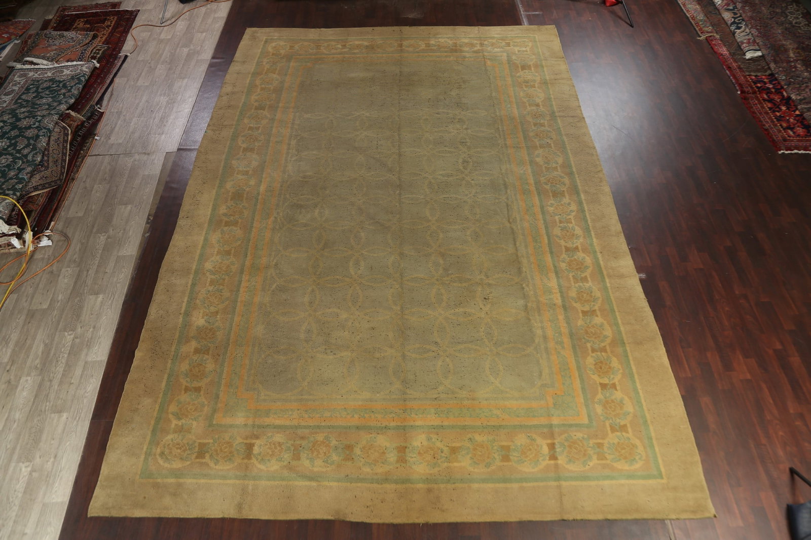 Antique Vegetable Dye Oushak Turkish Rug 12x19 - 14