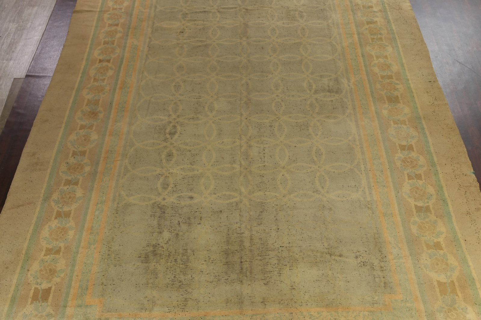 Antique Vegetable Dye Oushak Turkish Rug 12x19 - 4