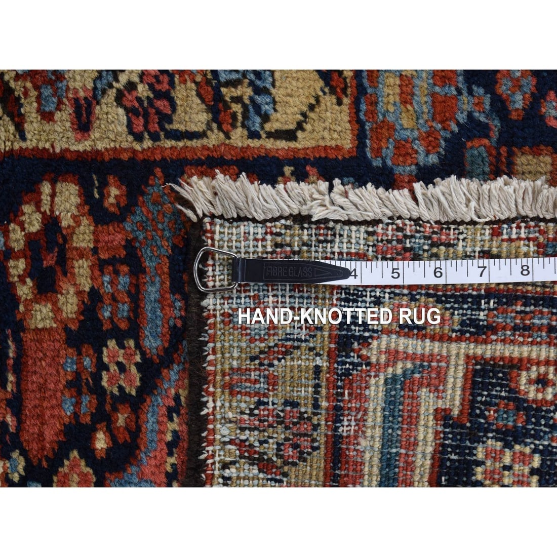 Barn Red, Antique Persian Heriz Hand Knotted Pure Wool Oriental Rug - 11