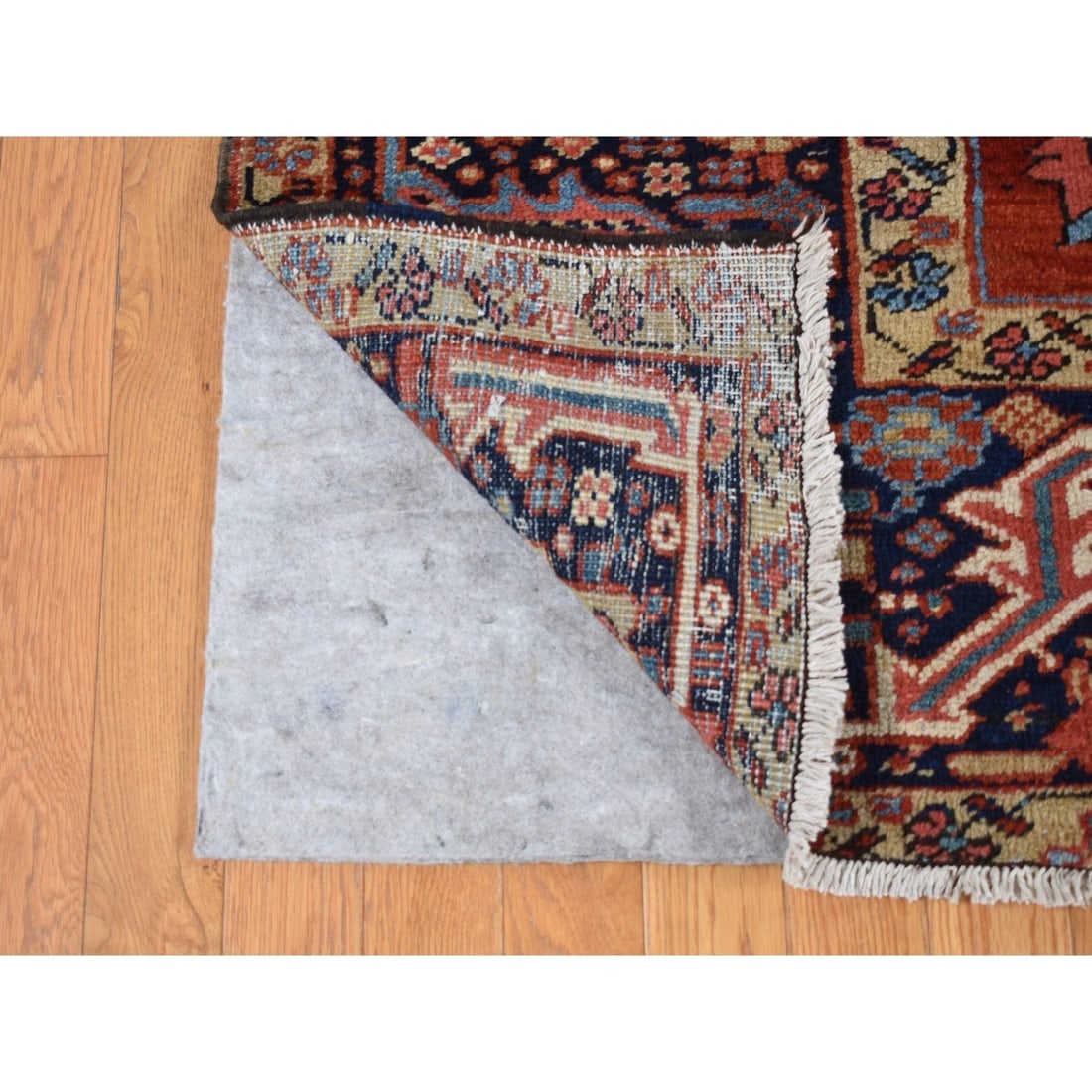 Barn Red, Antique Persian Heriz Hand Knotted Pure Wool Oriental Rug - 4