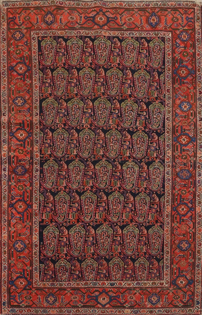 Antique Vegetable Dye Senneh Persian Rug 5x7: Title: Antique Vegetable Dye Senneh Persian Rug 5x7 Description:A Beautiful Genuine Iran ( Persia ) Senneh rug is Hand Knotted by skillful weavers in Iran ( Persia ) with