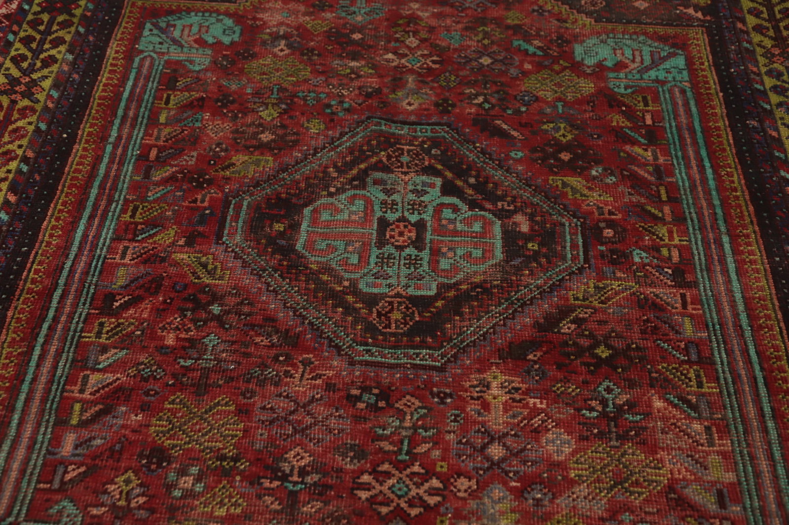 Antique Wool Qashqai Persian Area Rug 5x8 - 5