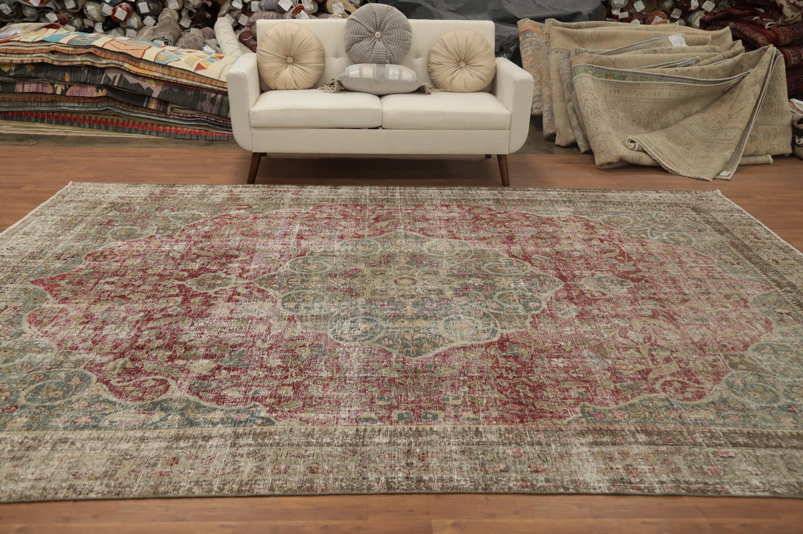 Antique Vegetable Dye Tabriz Persian Area Rug 9x12 - 3