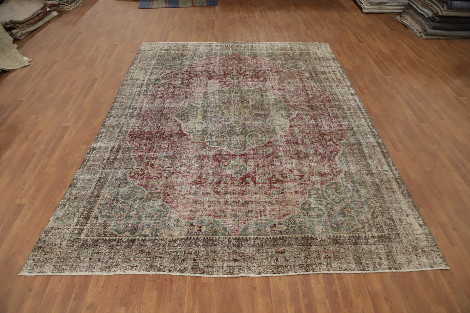Antique Vegetable Dye Tabriz Persian Area Rug 9x12 - 4