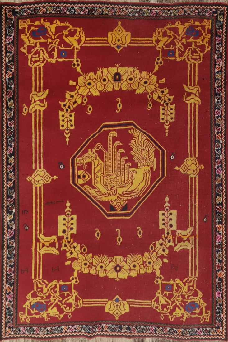 Antique Vegetable Dye Shiraz Persian Rug 4x6: Title: Antique Vegetable Dye Shiraz Persian Rug 4x6 Description:A Beautiful Genuine Iran ( Persia ) Shiraz rug is Hand Knotted by skillful weavers in Iran ( Persia ) with