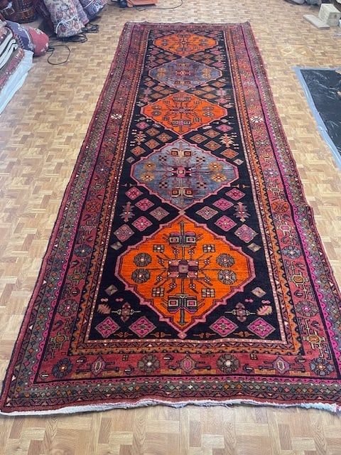 Antique Persian Kurdish Runner_5208/60: Title:Antique Persian Kurdish Runner_5208/60 Description:Colorful antique Persian Kurd Runner,northwest Persia, size 4 ft. 5 inches by 12 ft. 9 inches, circa dated 1960, excellent condition with a hig