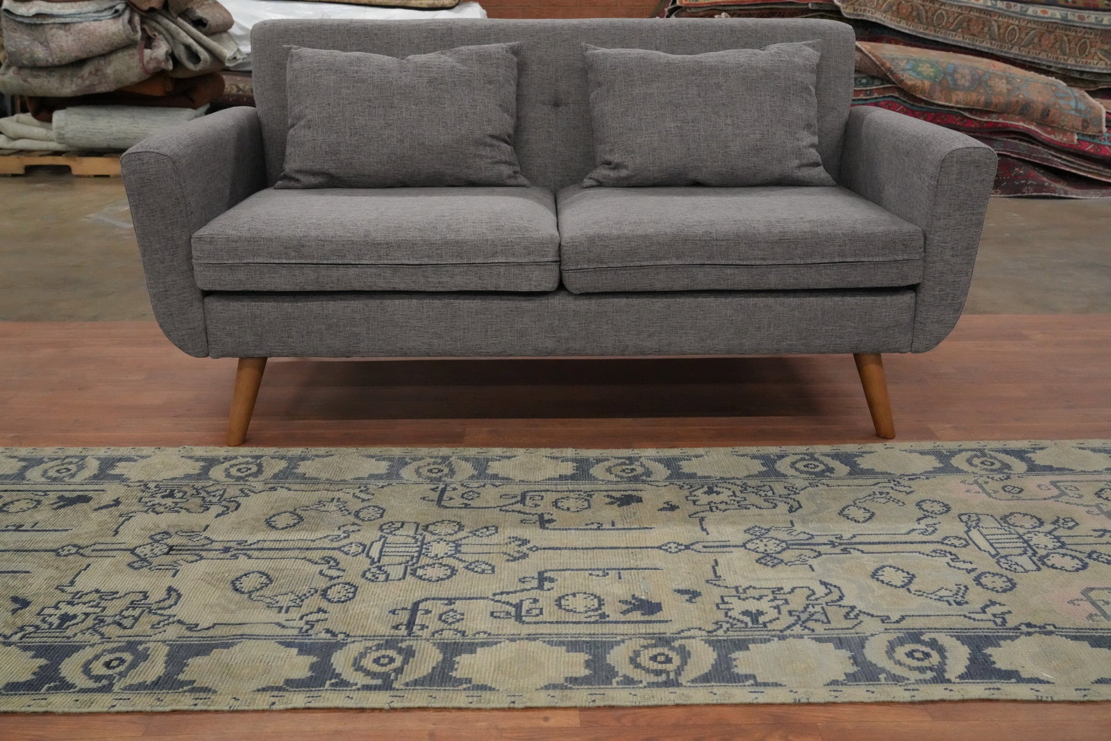 Antique Oushak Vegetable Dye Runner Rug 3x12 - 3