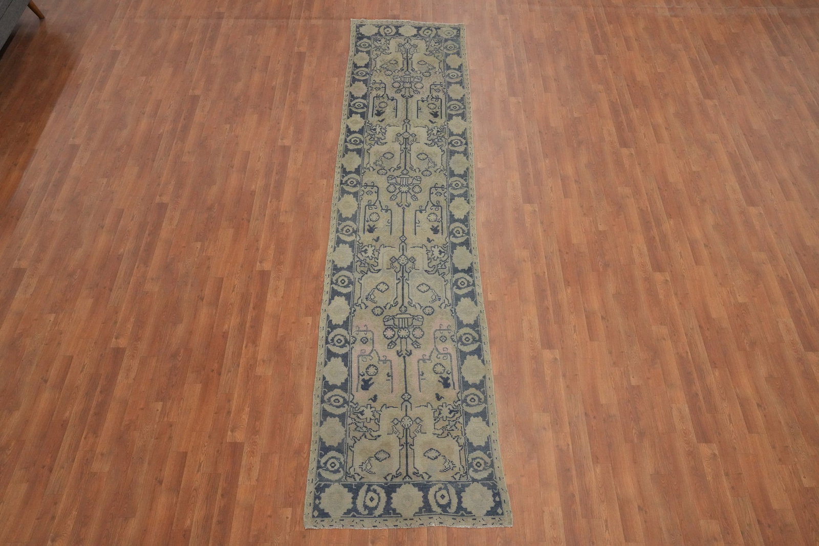 Antique Oushak Vegetable Dye Runner Rug 3x12 - 4