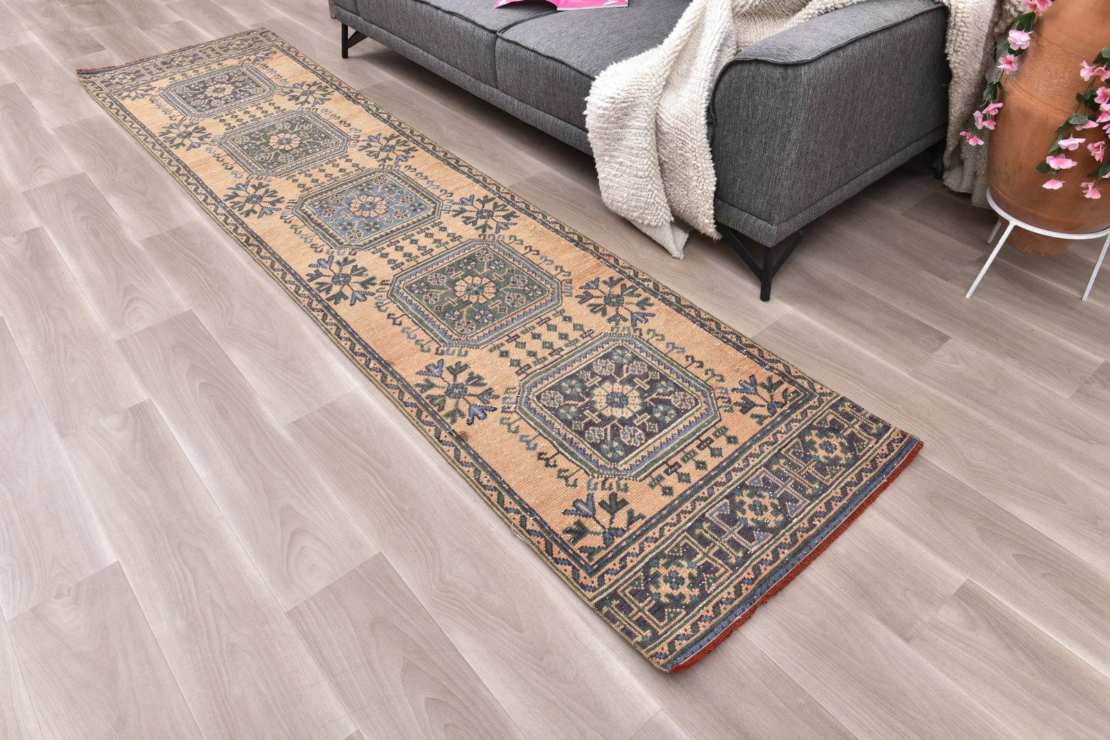 2'7'' x 11'1'' Turkish Vintage Runner Rug - 242364 - 2