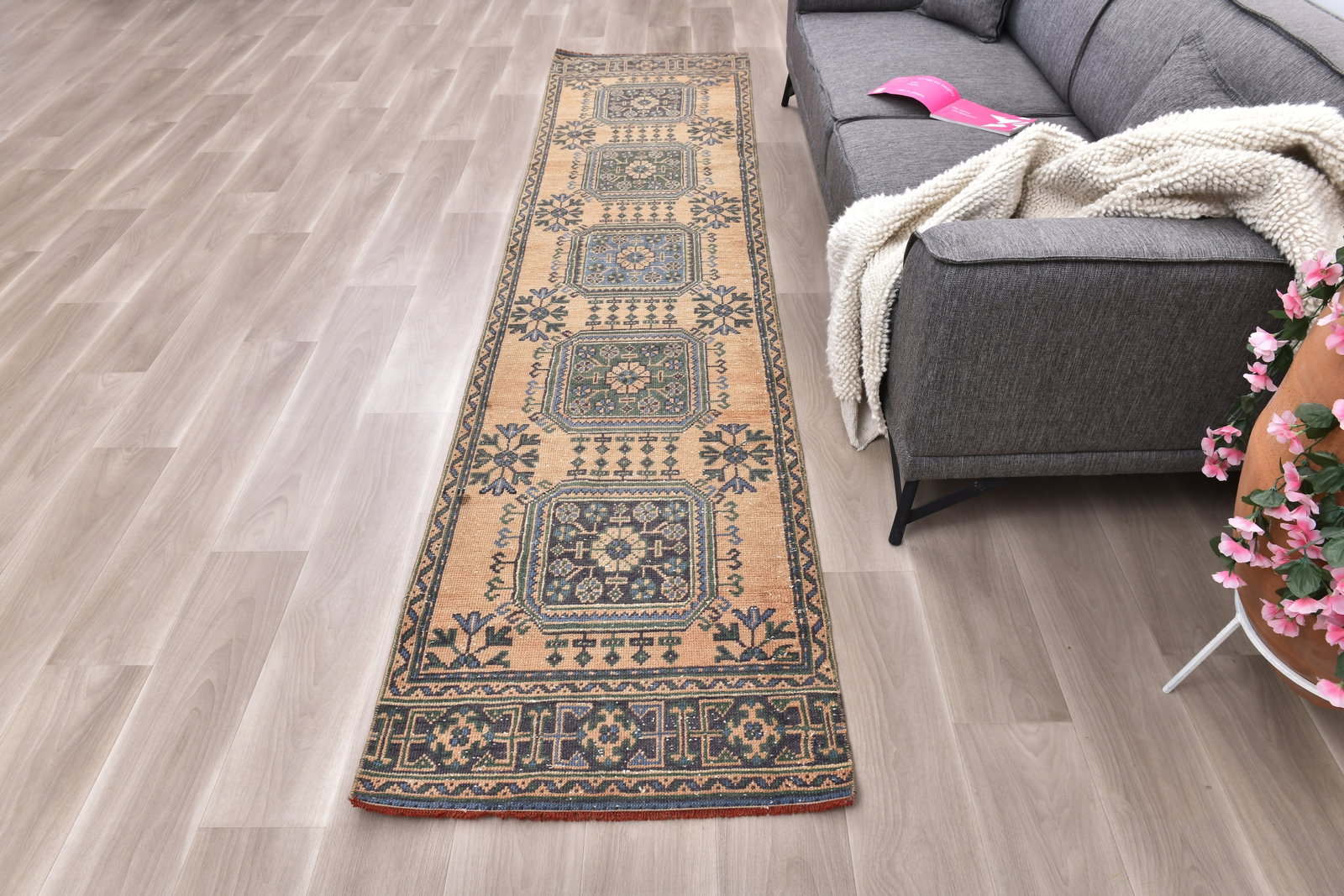 2'7'' x 11'1'' Turkish Vintage Runner Rug - 242364 - 3