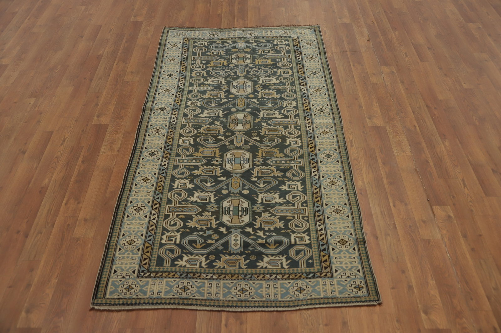 Vegetable Dye Antique Kazak Oriental Rug 3x6 - 2