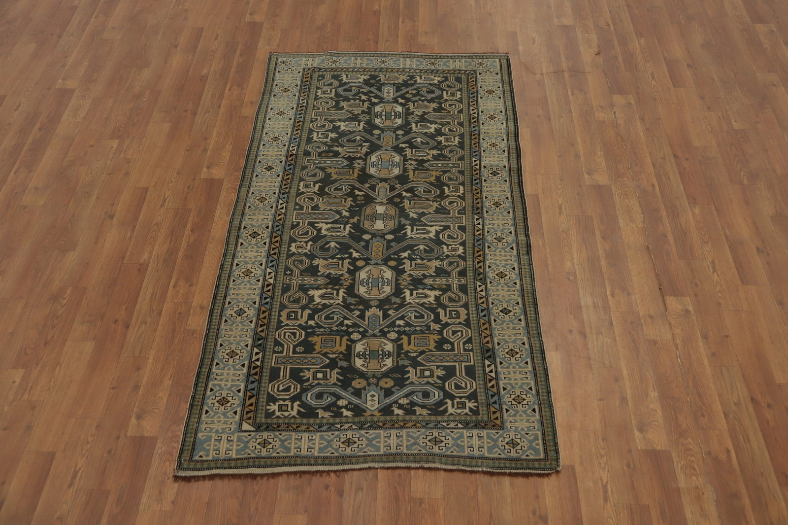 Vegetable Dye Antique Kazak Oriental Rug 3x6 - 4