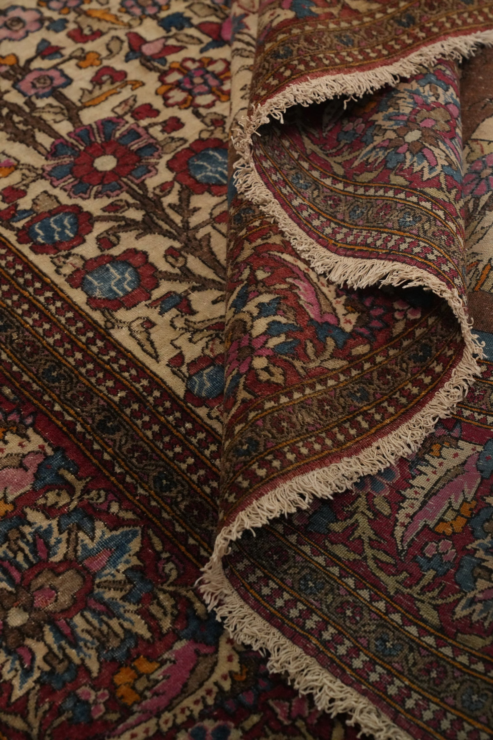 Pre-1900 Antique Isfahan Vegetable Dye Persian Rug 5x6 - 14