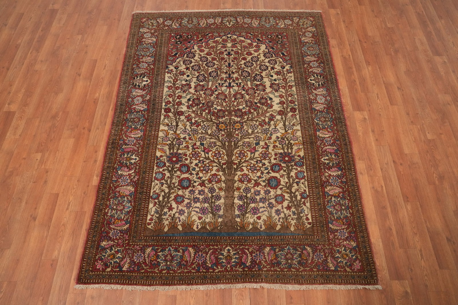Pre-1900 Antique Isfahan Vegetable Dye Persian Rug 5x6 - 2